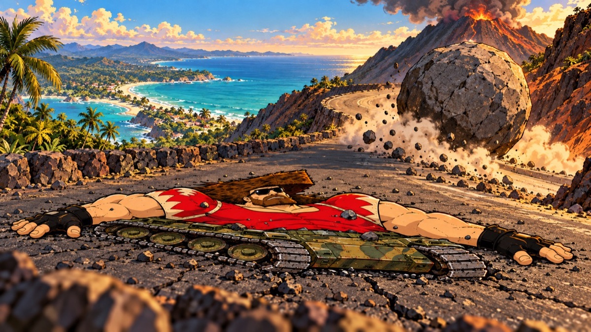 All bro. No thickness. Tank Bro flattened like a pancake on the volcano road by a giant rolling rock.